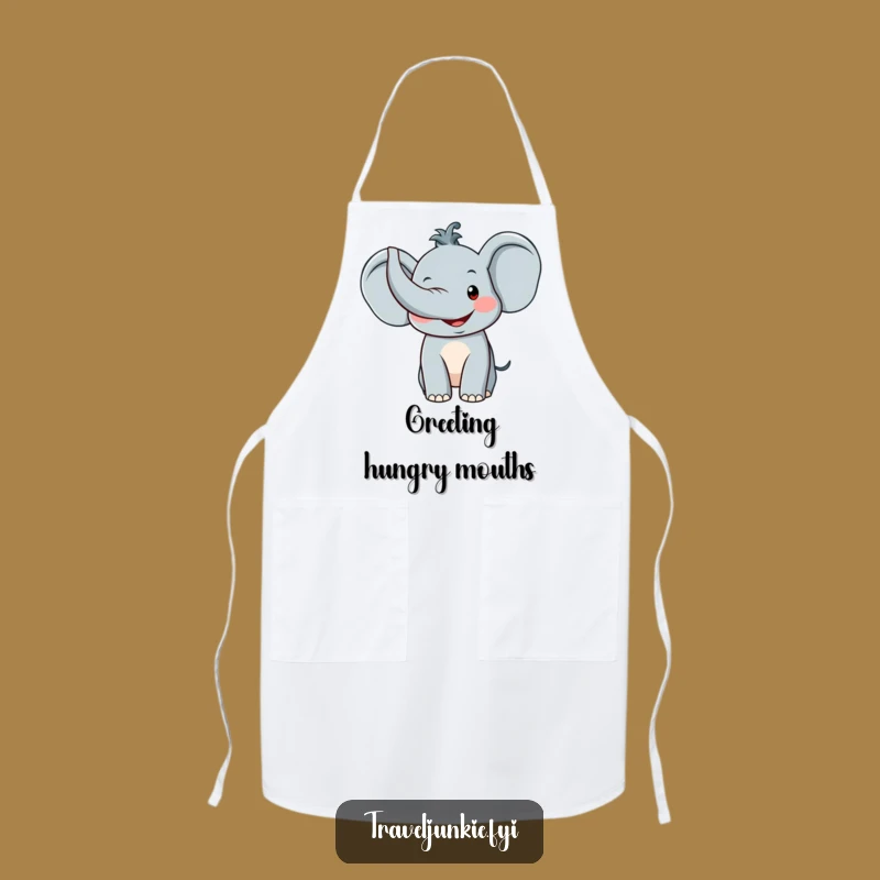 Funny Elephant Greeting Apron: Cook with a Smile Featuring a Trunk Up Pachyderm