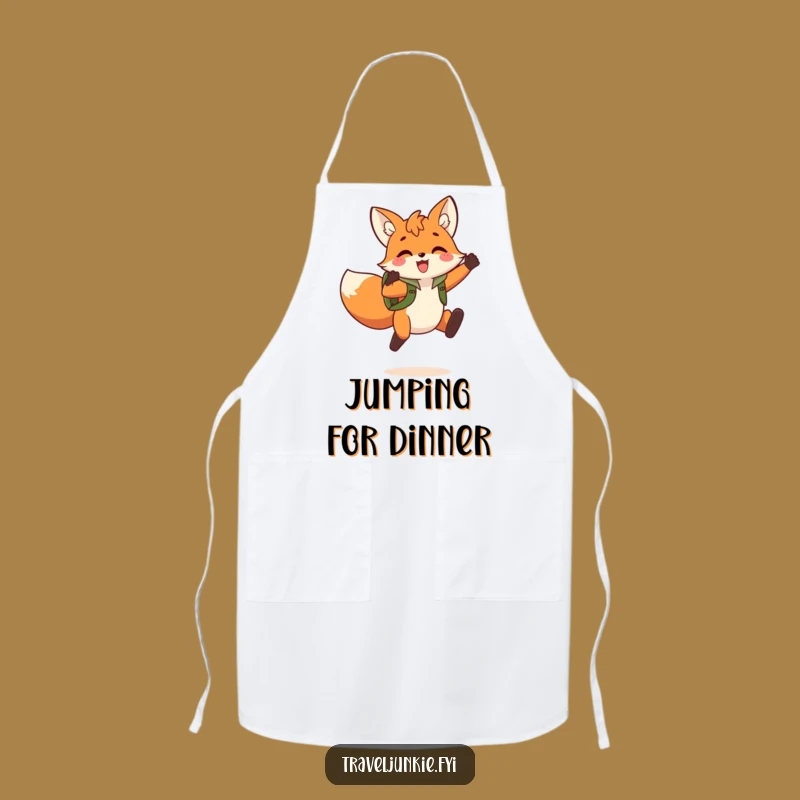Funny Fox Jump Apron: Cook with Playful Energy Featuring a Triumphant Fox