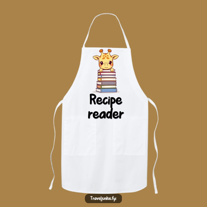 Funny Giraffe Book Stack Apron - Smiling Scholar Kitchen Gift