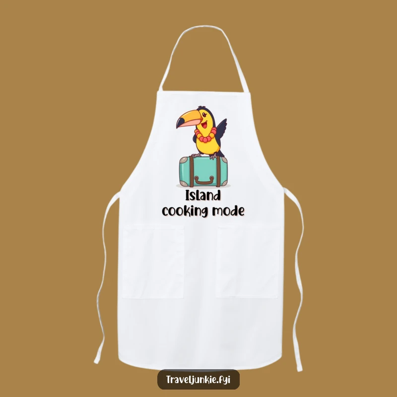 Funny Toucan Suitcase Apron: Joyful Tropical Chef's Kitchen Gift!