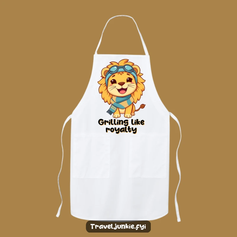 Funny Lion Travel Apron: Cook with Confidence Featuring a Happy King