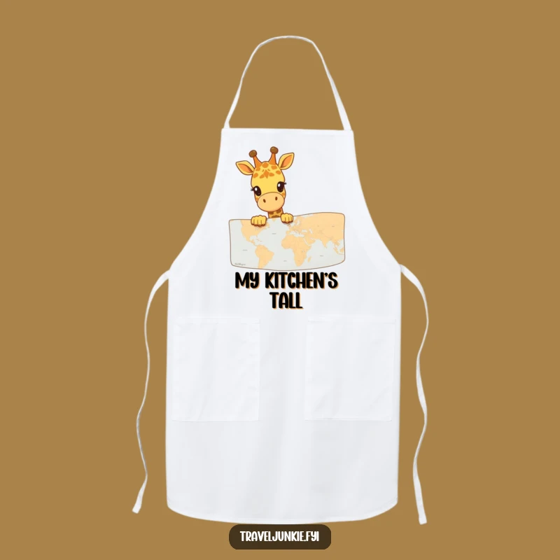 Funny Giraffe Map Explorer Apron: Chef's funny accessory with a tall friend, perfect funny gift