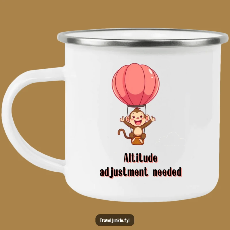 Funny Monkey Hot Air Balloon Camping Mug - Ecstatic Bounce, Perfect Funny Gift