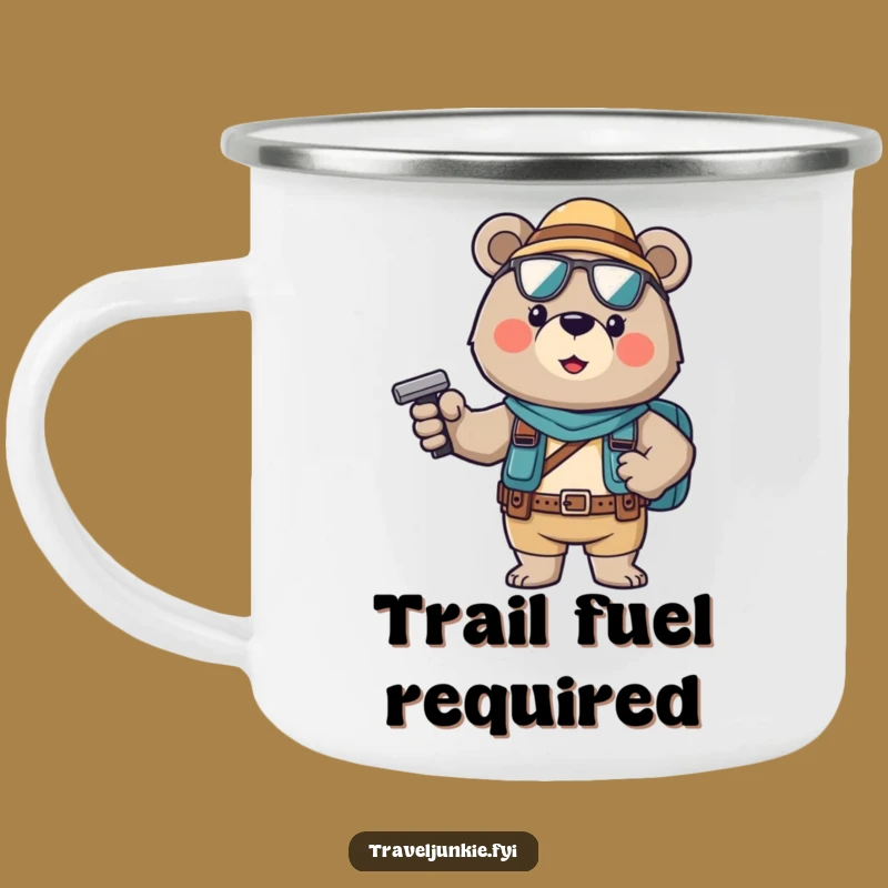 Funny Brave Bear Tourist Camping Mug: Adventure Fuel with Humor