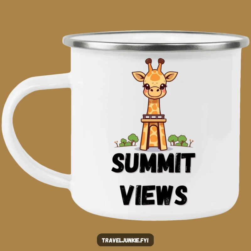 Funny Giraffe Landmark Camping Mug: Outdoor Explorer Gift!