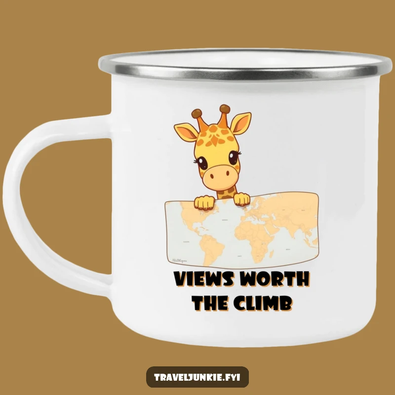 Funny Giraffe Map Explorer Camping Mug: Durable mug with a tall friend, perfect funny gift