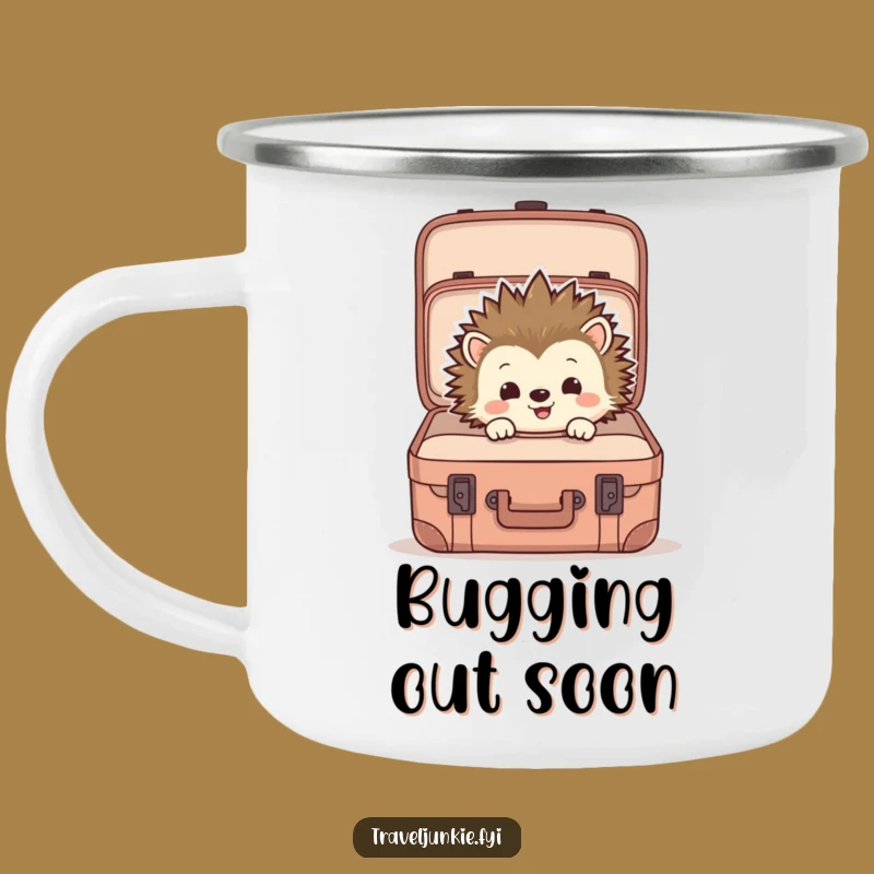 Funny Hedgehog Suitcase Camping Mug: Durable and Humorous Travel Companion