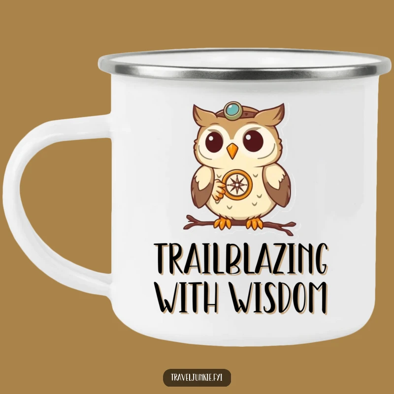 Funny Owl Navigator Camping Mug: Durable enamel mug for adventurers, perfect funny gift
