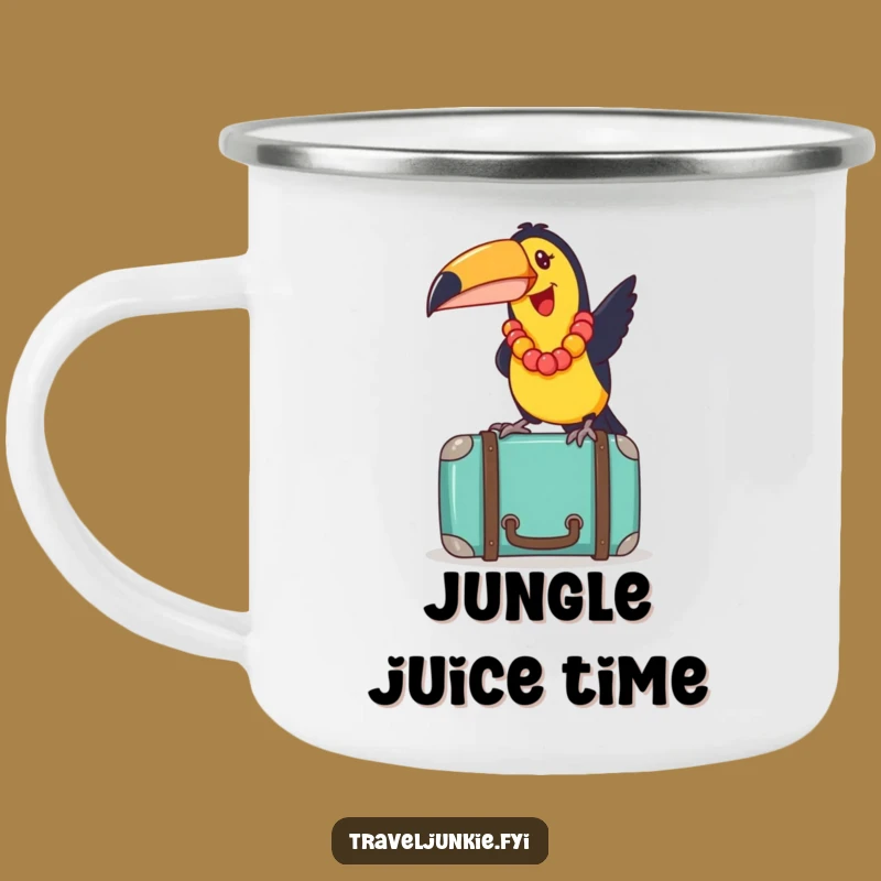 Funny Toucan Suitcase Camping Mug: Durable Outdoor Adventure Gift!