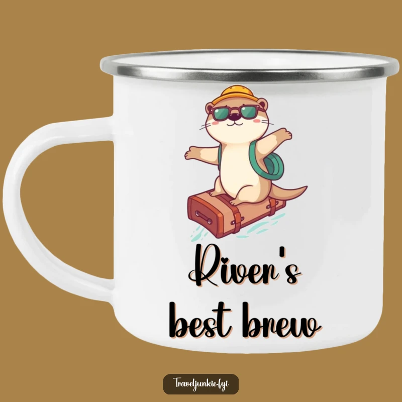 Funny Otter Surfer Camping Mug: Durable Wave Rider Cup, Outdoor Gift