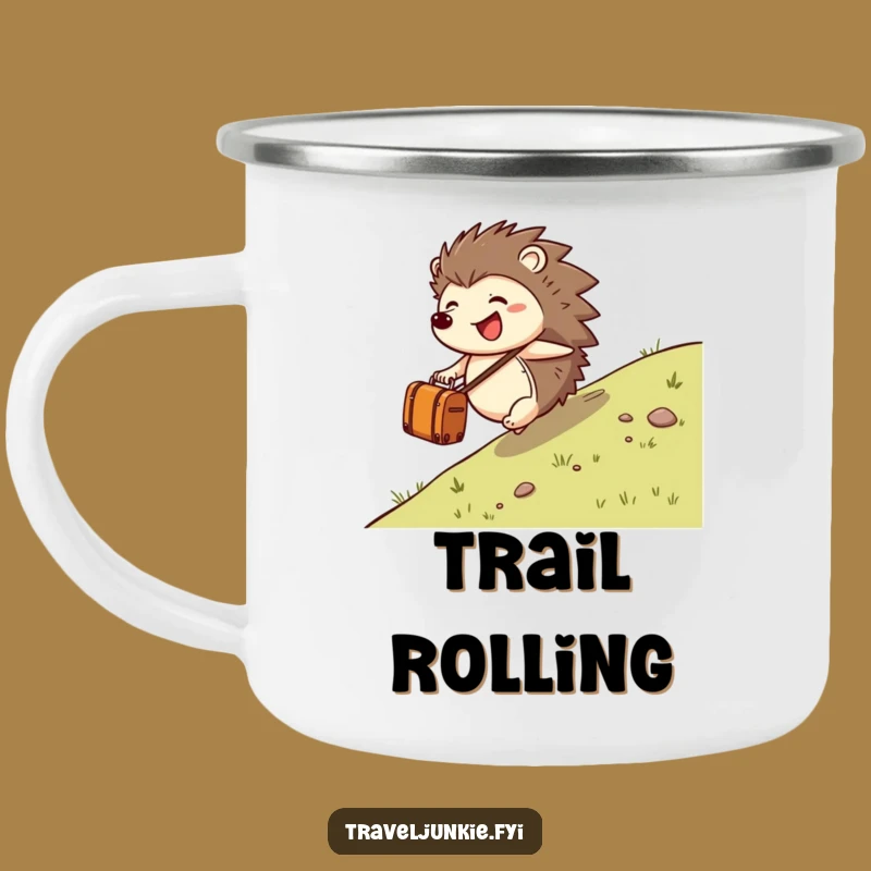 Funny Hedgehog Suitcase Camping Mug: Outdoor Adventure Gift!