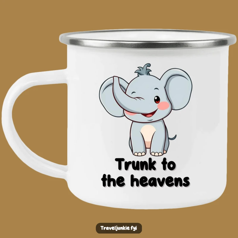 Funny Elephant Greeting Camping Mug: Enjoy Hot Drinks with a Trunk Up Pachyderm