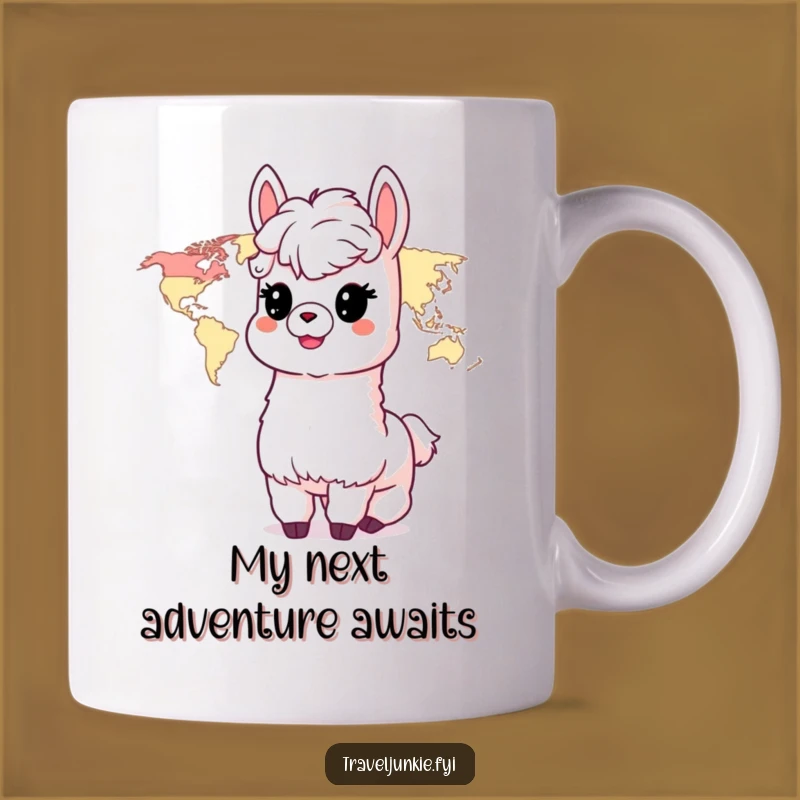 Funny Alpaca World Traveler Mug: A Delightful Alpaca Ready for Adventure, Perfect Funny Gift