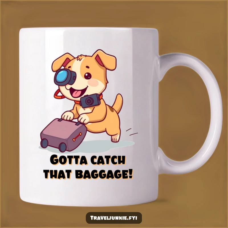 Funny Dog Camera Suitcase Mug: Playful Canine Travel Companion Gift