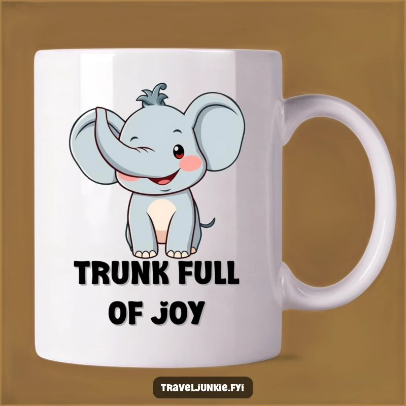 Funny Elephant Greeting Mug: Adorable Smiling Pachyderm Trunk Up Design, A Perfect Funny Gift Idea