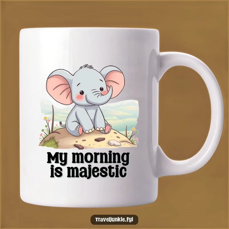 Funny Elephant View Mug: Contented Pachyderm Gift for Serene Moments
