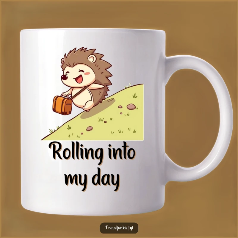 Funny Hedgehog Suitcase Mug: Joyful Traveler Gift for Coffee Lovers