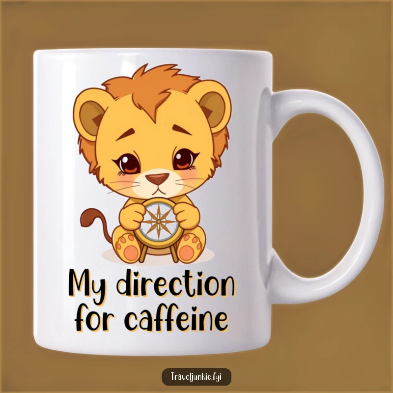 Funny Lion Cub Compass Mug: A Hilarious Adventure Gift for Explorers