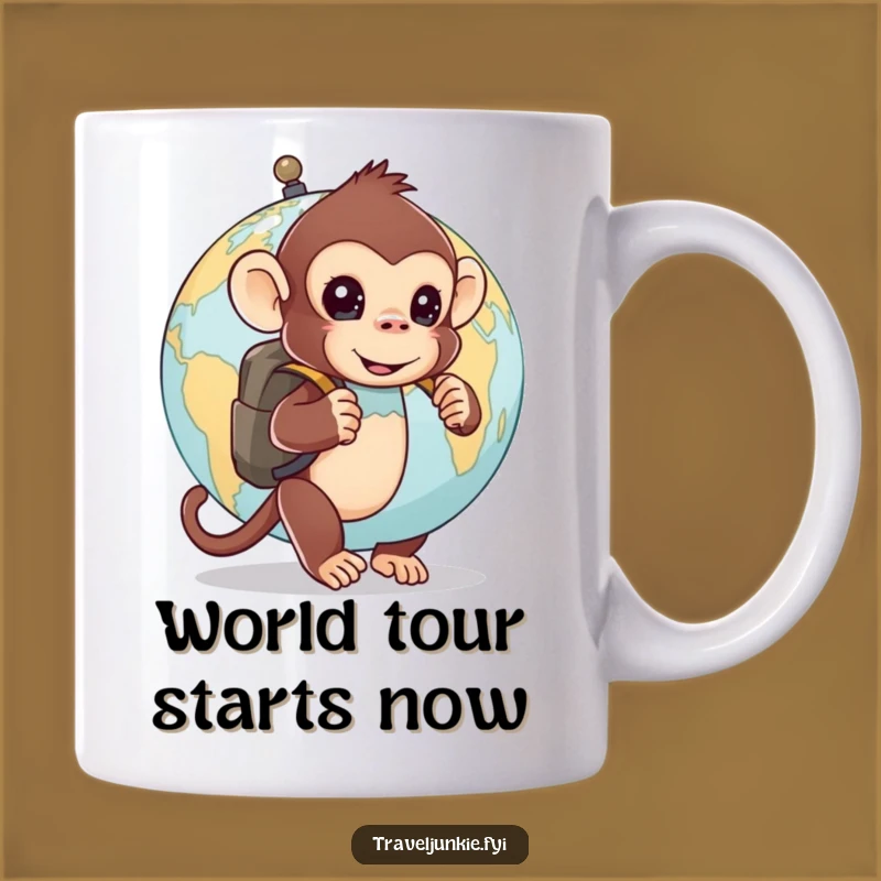 Funny Monkey Globe Mug: Curiosity and Adventure Humor, Perfect Funny Gift