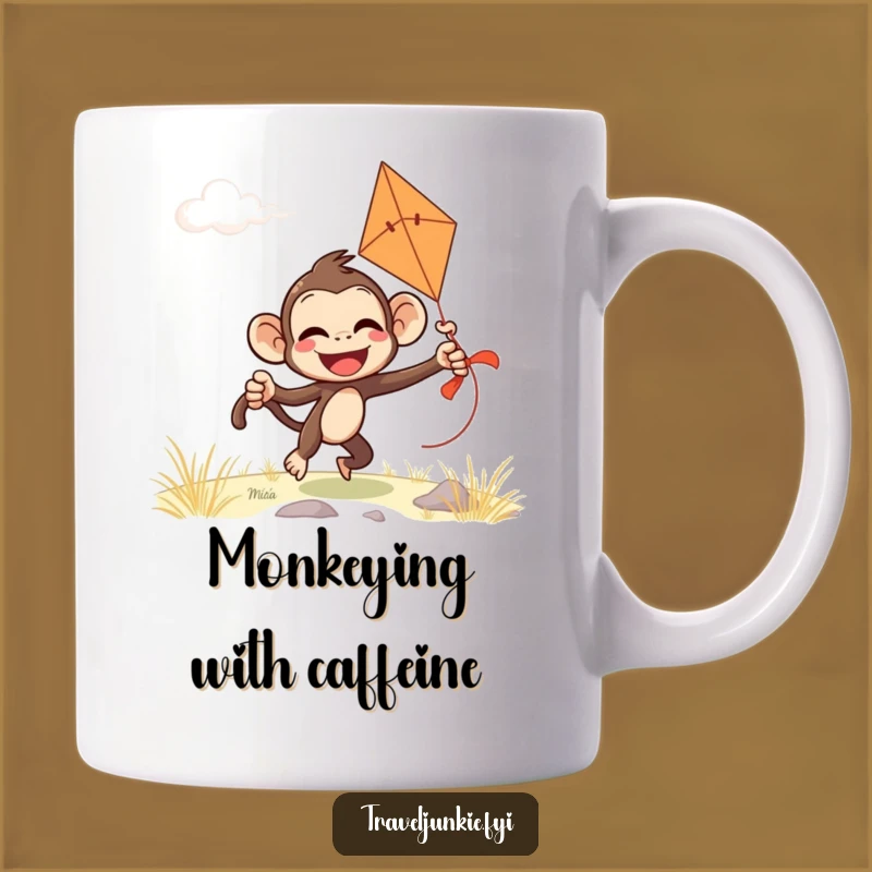 Funny Monkey Kite Mug: Giggling Windy Day Adventure Gift