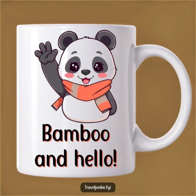Funny Panda Travel Mug: Friendly Greetings and Wanderlust Humor, Perfect Gift