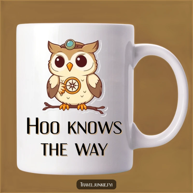 Funny Owl Navigator Mug: Determined Bird with Compass, Perfect Funny Gift for Adventurers