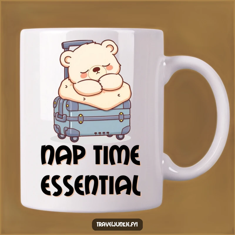 Funny Sleepy Bear Cub Suitcase Mug: Adorable Cozy Traveler Gift!