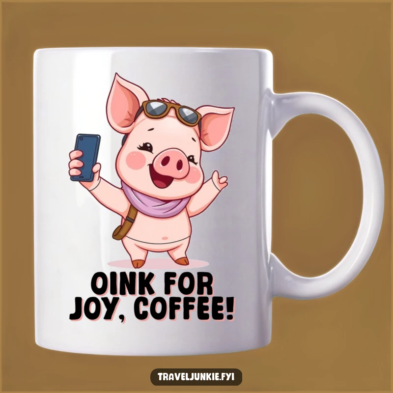 Funny Piglet Tourist Mug: Selfie Fun, Perfect Funny Gift
