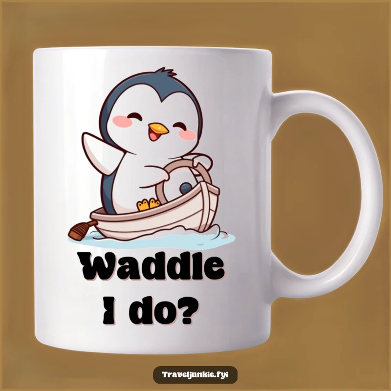 Funny Penguin Boat Mug - Comical Character Tiny Steer Humor Gift