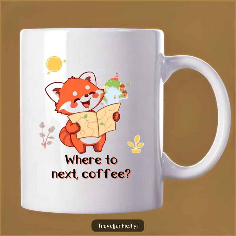 Funny Red Panda Map Mug: Enthusiastic Traveler Points the Way, Hilarious Adventure Gift