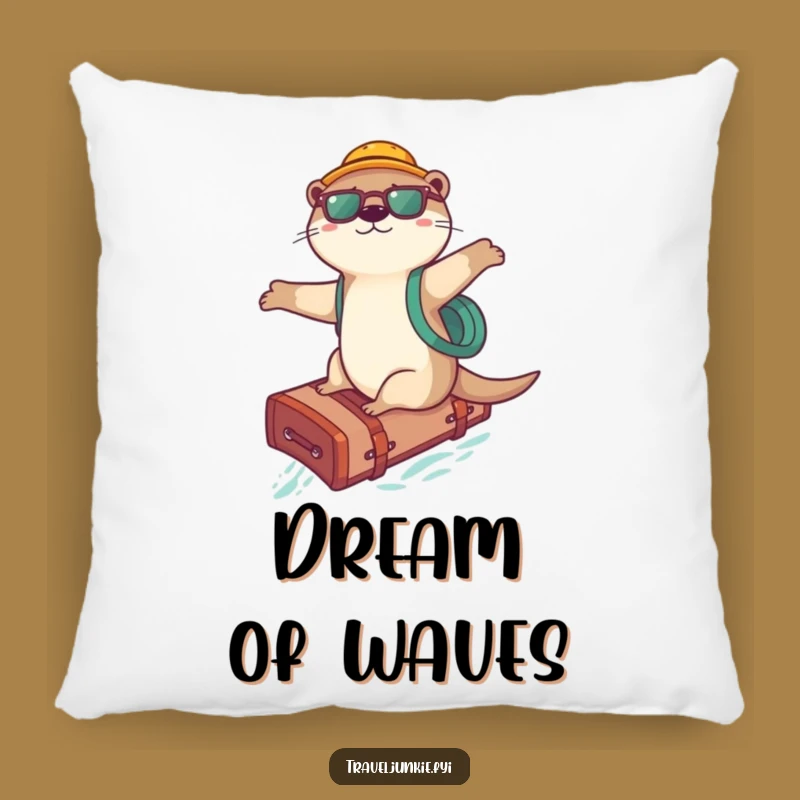 Funny Otter Surfer Pillow: Comfy Playful Companion, Cozy Gift