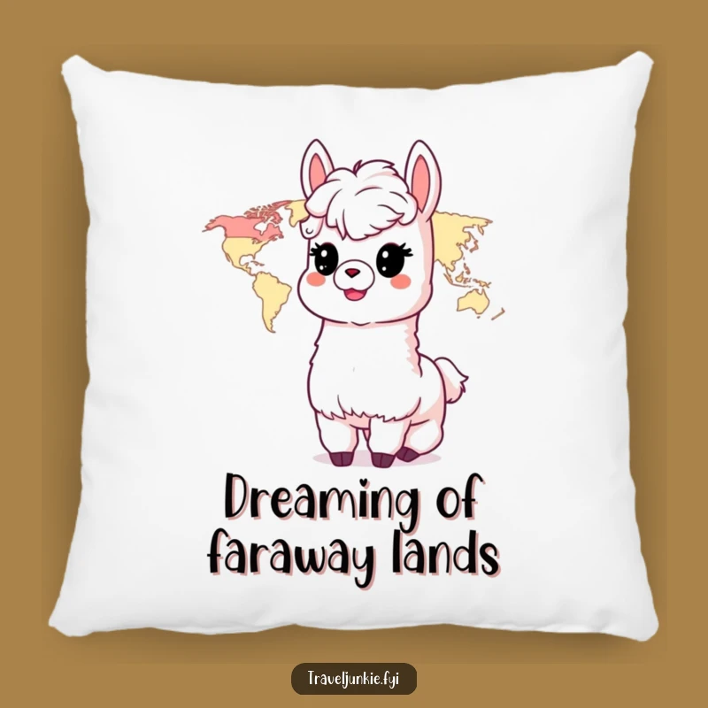 Funny Alpaca Travel Pillow: Delightful Alpaca & Map Accent, Cozy Funny Gift Pillow