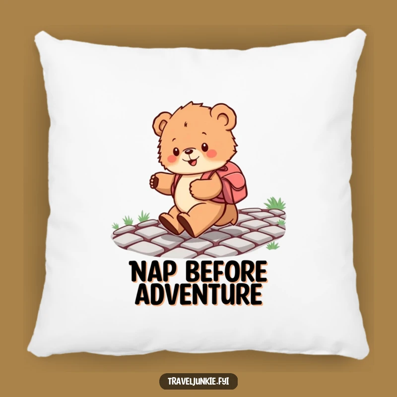 Funny Bear Cub Skipping Pillow: Soft Cushion for Cozy, Cheerful Spaces