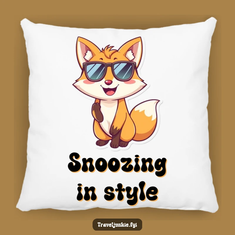 Funny Fox Sunglasses Pillow - Cool Posing Character Comfort Gift