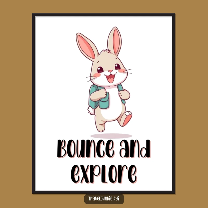 Funny Bunny Backpack Digital Art: Instant Adventure for Your Walls!