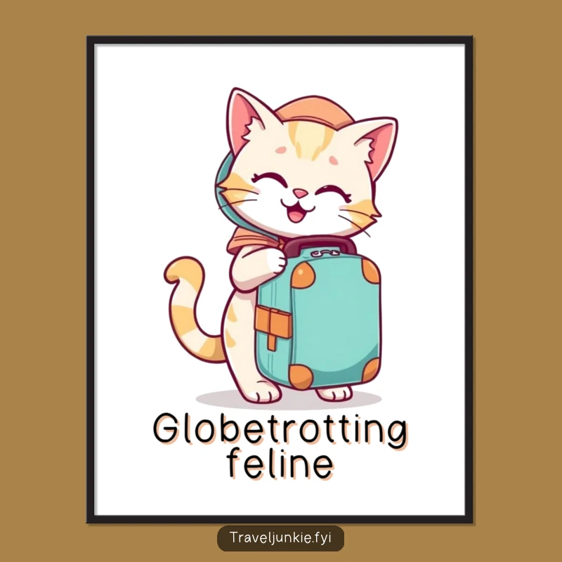 Funny Cat Packing Digital Art - Playful Character Wall Decor Gift