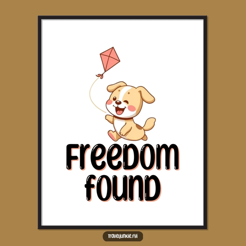 Funny Dog Kite Chase Digital Art: Joyful Canine's Sky-High Adventure, Printable Funny Gift!