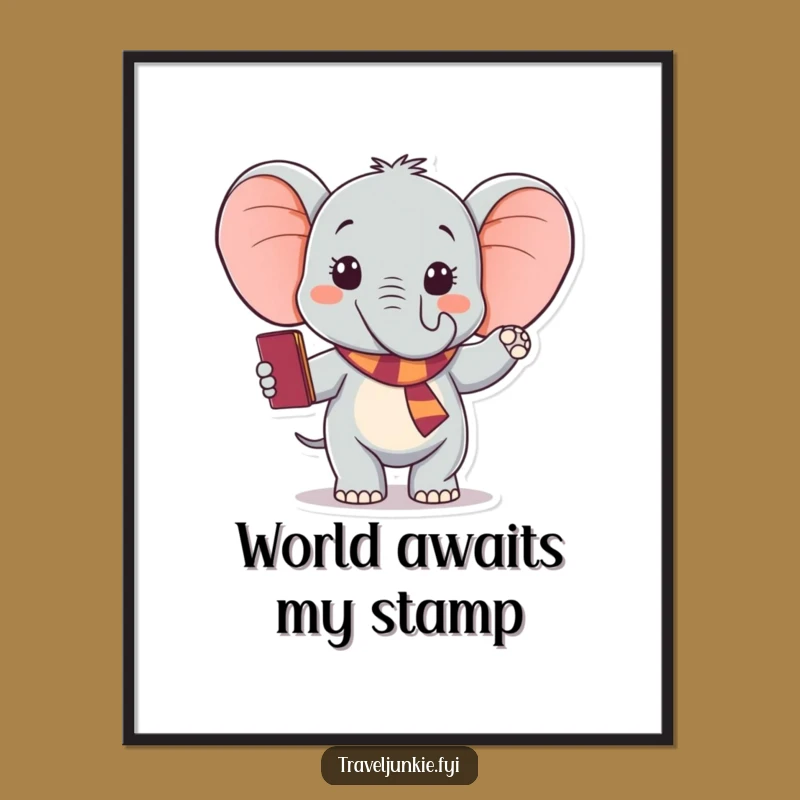 Funny Elephant Passport Digital Print: Instant Hilarious Travel Decor!