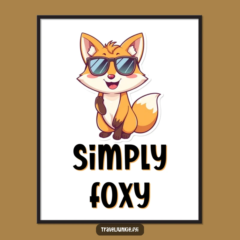 Funny Fox Cool Pose Art Print - Sunglasses Character Wall Decor Gift