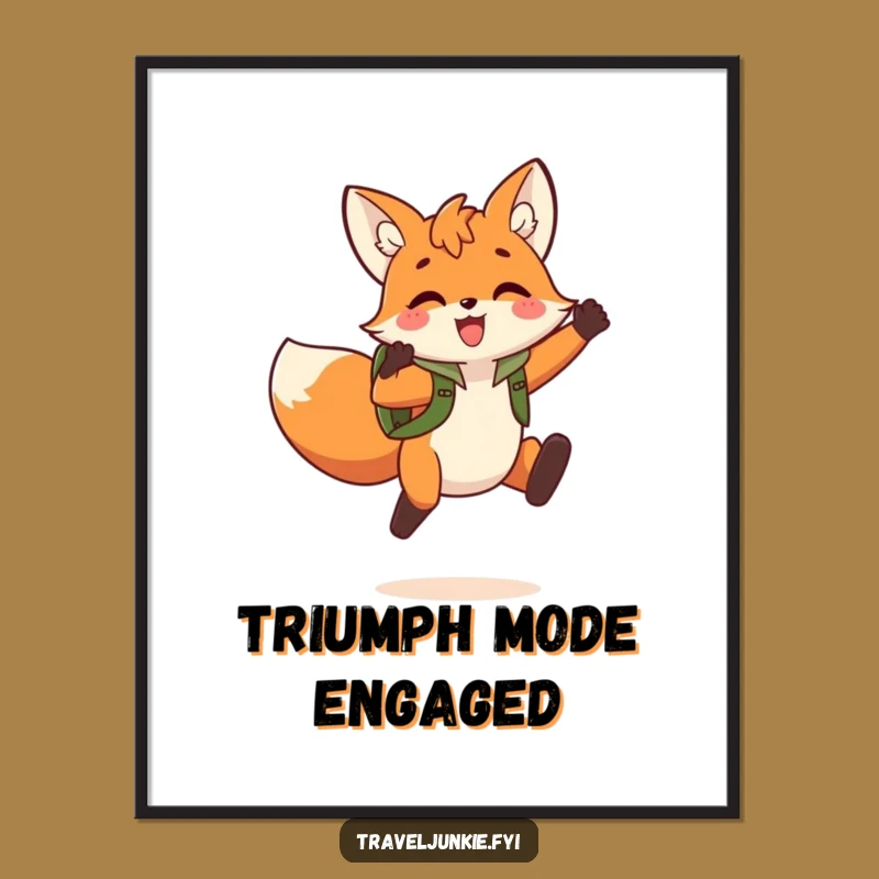 Funny Fox Jump Digital Art: Playful Adventurer Fox Artwork for Your Walls