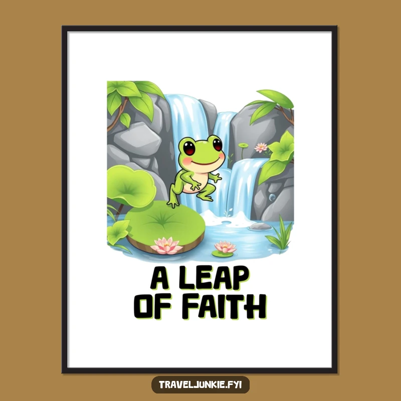 Funny Frog Hopping Digital Art: Lively Amphibian Instant Download