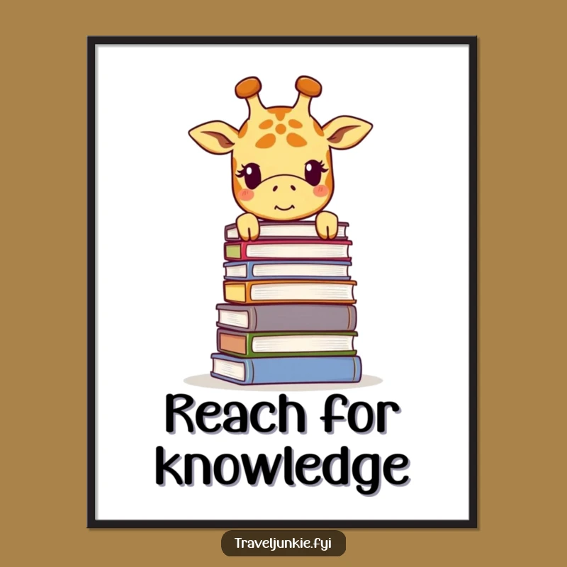 Funny Giraffe Book Stack Digital Art - Smiling Scholar Decor Gift File