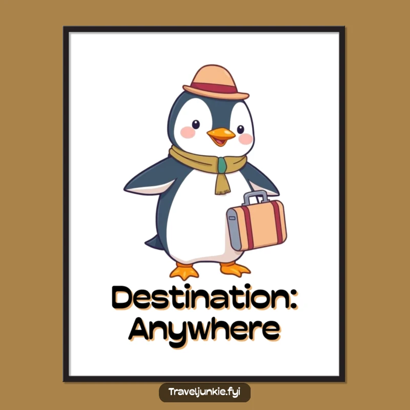 Funny Penguin Tourist Digital Art - Happy Travels for Joyful Wall Decor