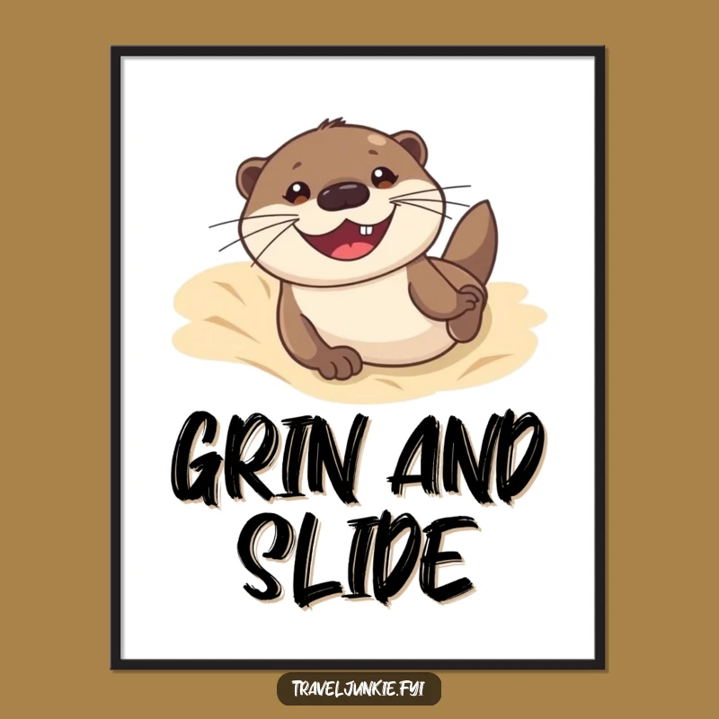 Funny Otter Dune Sliding Digital Art Print: Instant Beachy Decor for Walls
