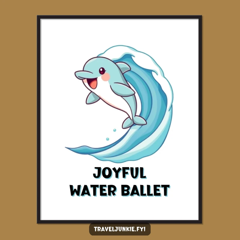 Funny Dolphin Digital Art: Jubilant Wave Character Print for Instant Ocean Decor