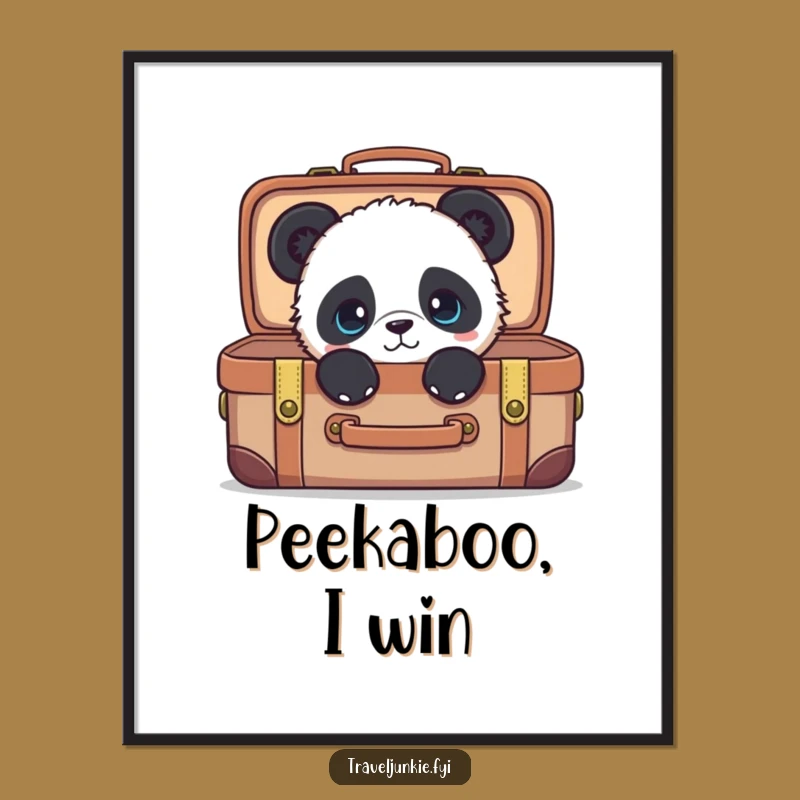 Funny Panda Suitcase Digital Print: Instant Cute Decor!