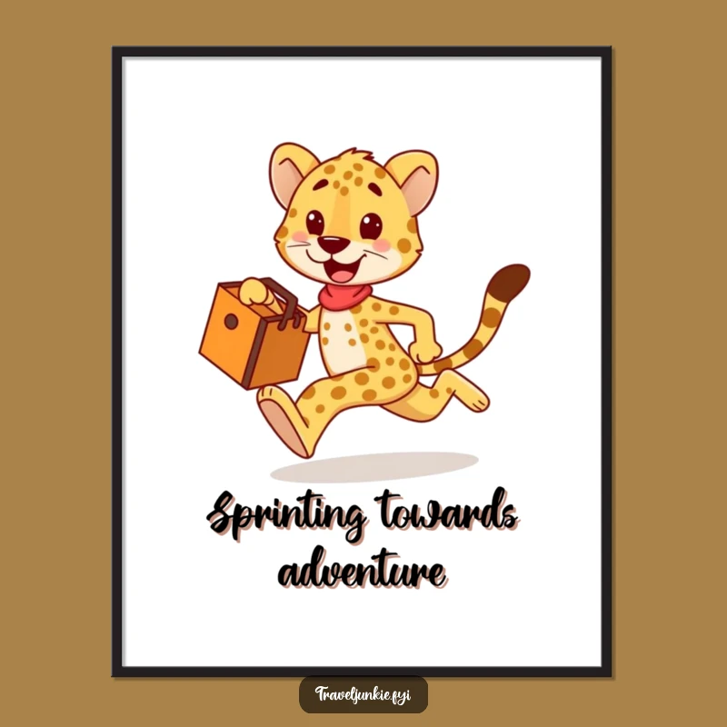Funny Cheetah Travel Digital Print: Instant Speedy Decor!