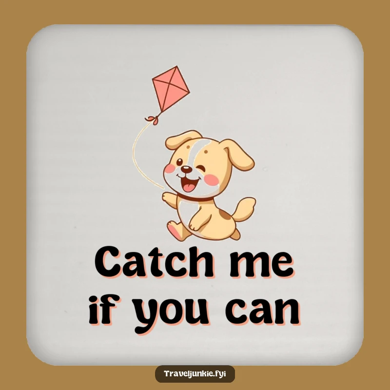 Funny Dog Kite Chase Coaster: Joyful Pup Protection, Stylish Funny Gift!