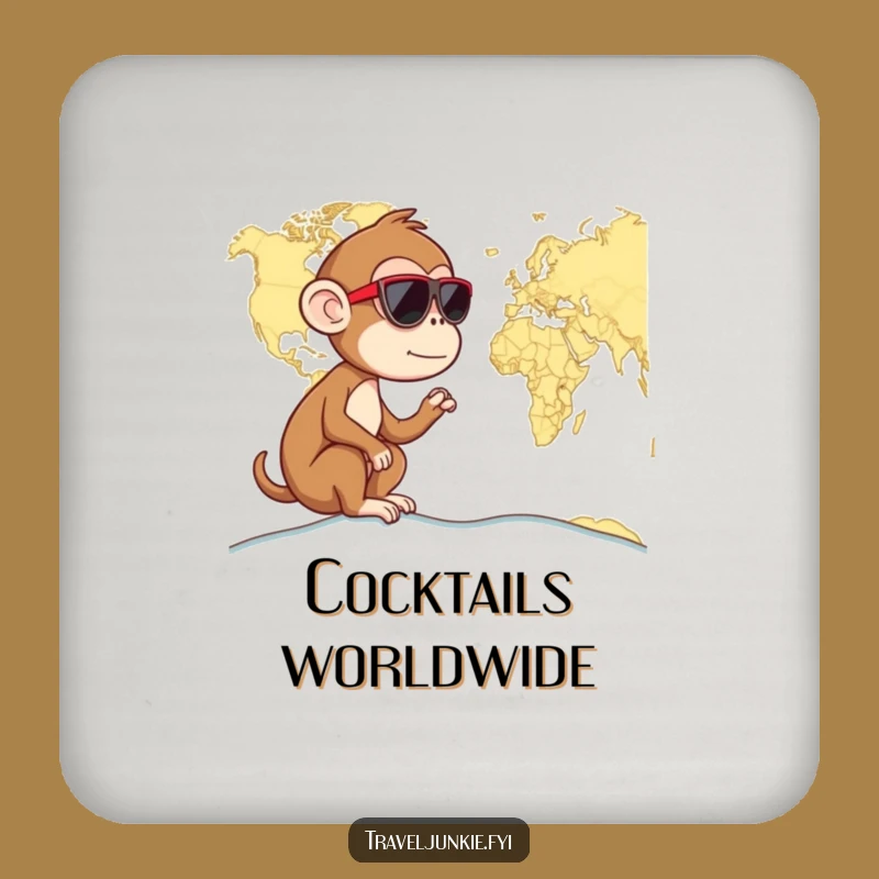 Funny Monkey Map Coaster: Protect Surfaces with Humorous Explorer Style