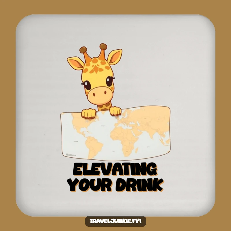 Funny Giraffe Map Explorer Coasters: Protect surfaces with a tall friend, ideal funny gift
